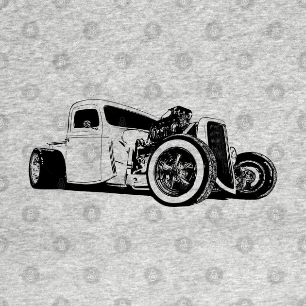 Ford Model A Hotrod Pickup - stylized monochrome by mal_photography